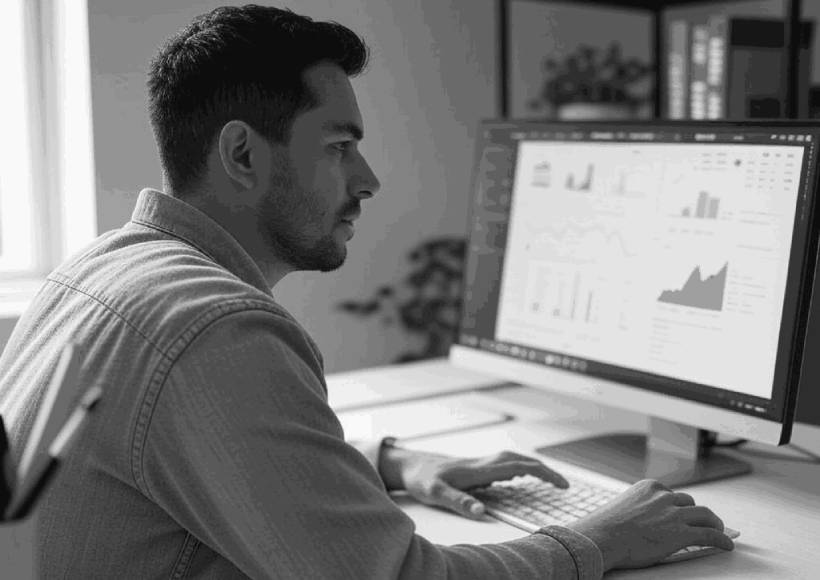 expert SEO réalisant un audit SEO sur son ordinateur