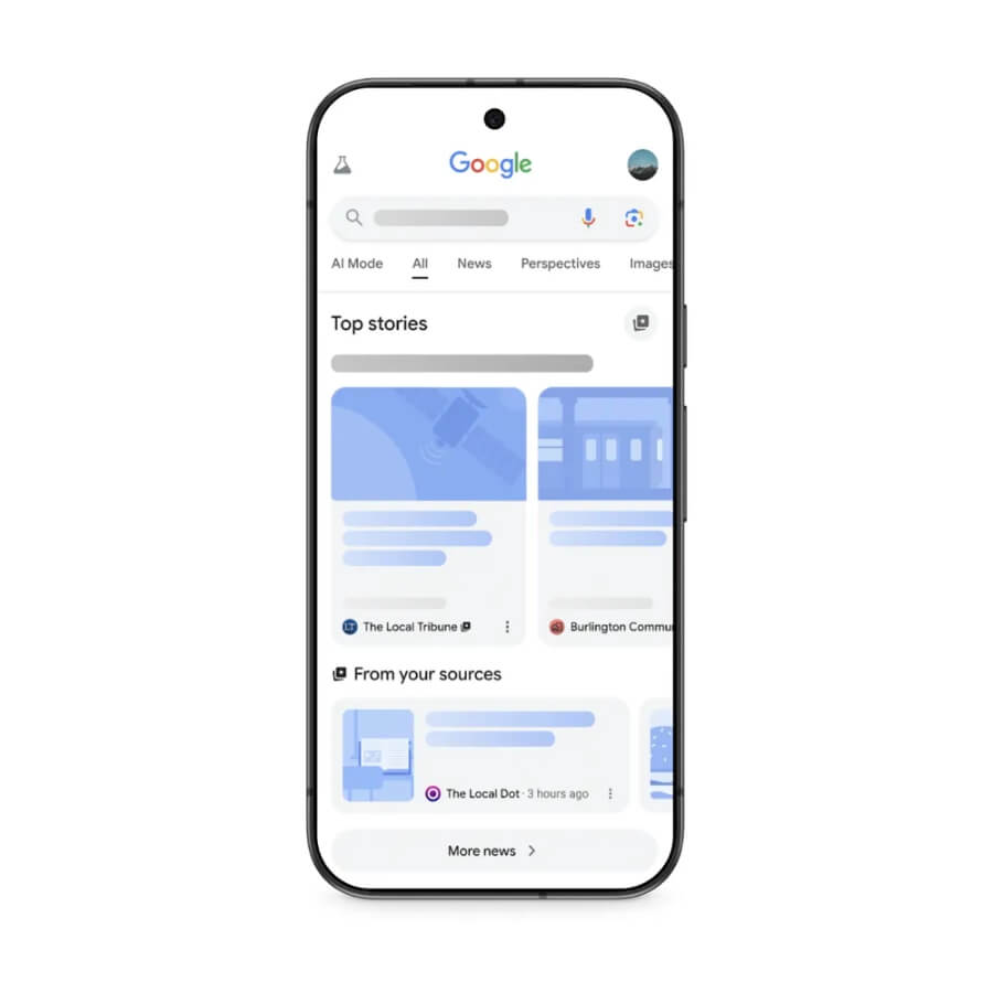 schéma de l'ergonomie de google top stories sur la SERP