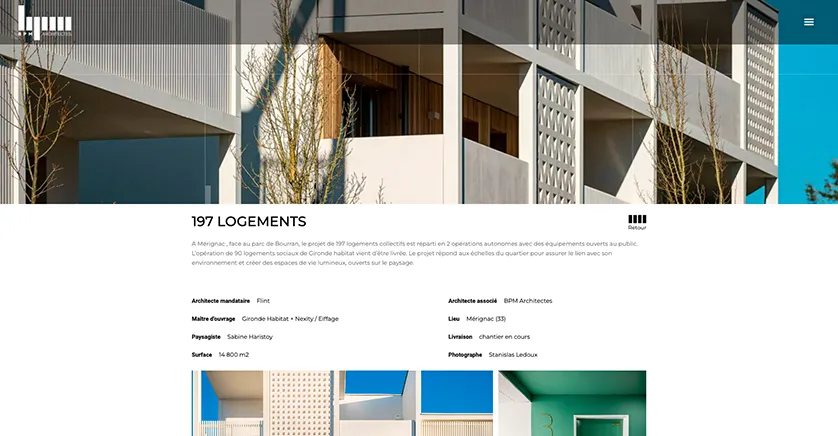 Site vitrine de l'agence d'architecture BPM